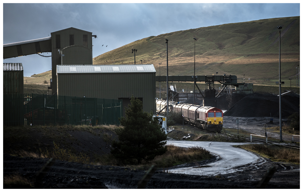 The Last Pit Stop
66065 at the loading point for Cwmbargoed Opencast Colliery, South Wales. It will shortly depart as 6C83 to Margam with the coal destined for Port Talbot steel works. The last rail served operational coal mine in Wales
