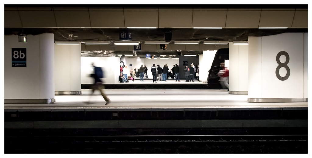 Ghost
Looking across the platforms at Birmingham New Street Station. Ghostly happenings on platforms 8 & 9.
