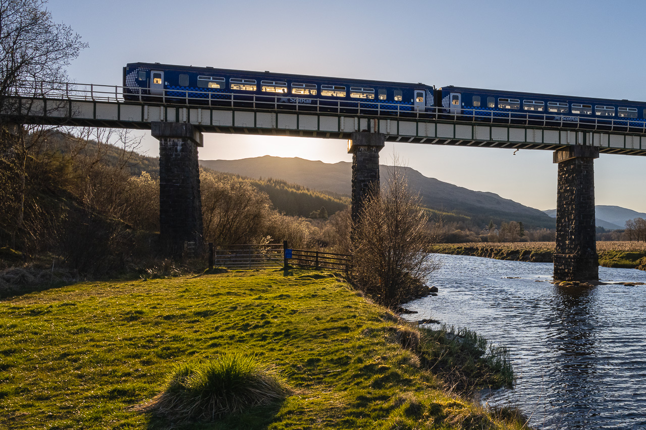 Crianlarich
ScotRail Class 156 No. 156453 crosses the viaduct at Crianlarich with the 16:05 from Mallaig to Glasgow Queen Street on 20th March 2023.
