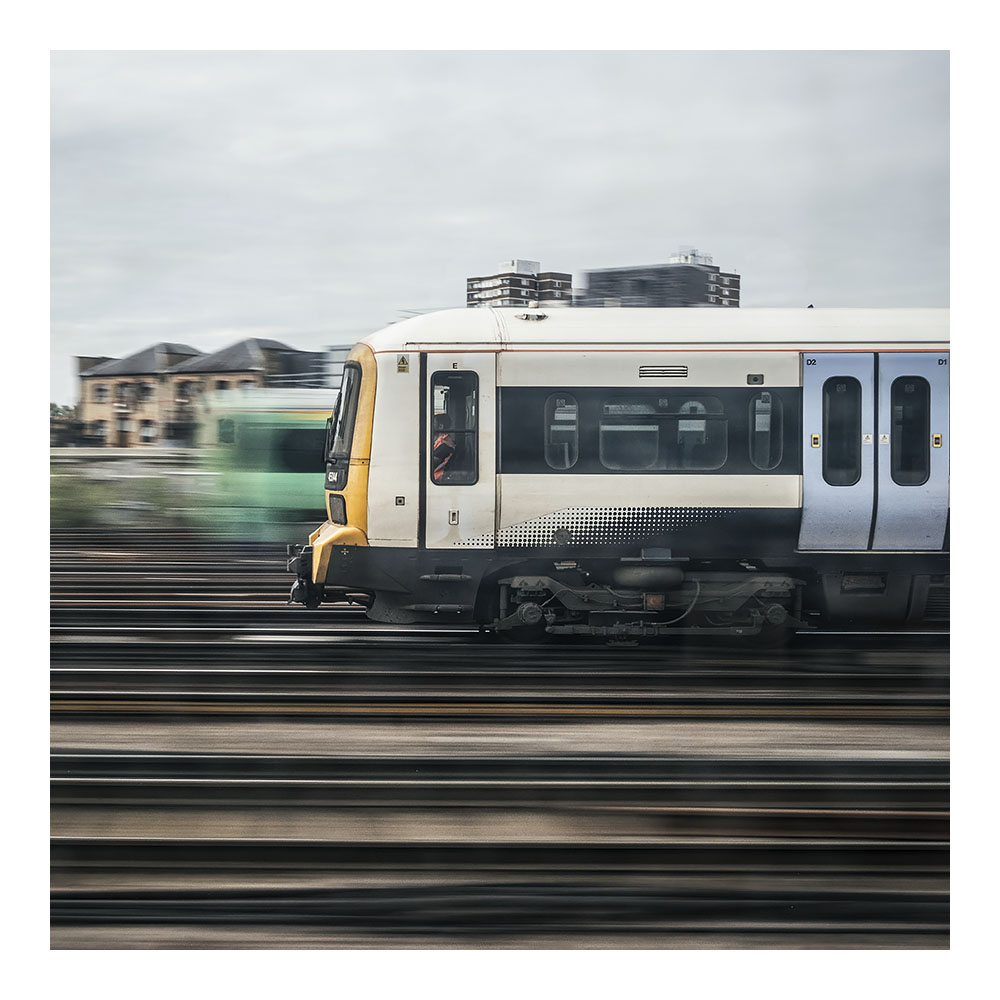Speeding along
Taken from the window of a train this shot required multiple journeys and attempts to get a sharp enough result of a train outside London Bridge running parallel to my own.
