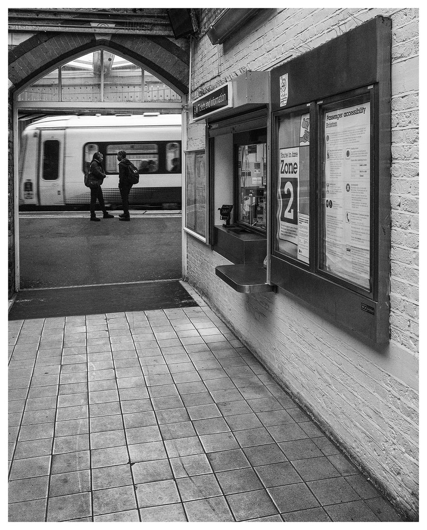 On the way home
A couple of students wait for their train home at Brixton on a dull September afternoon
