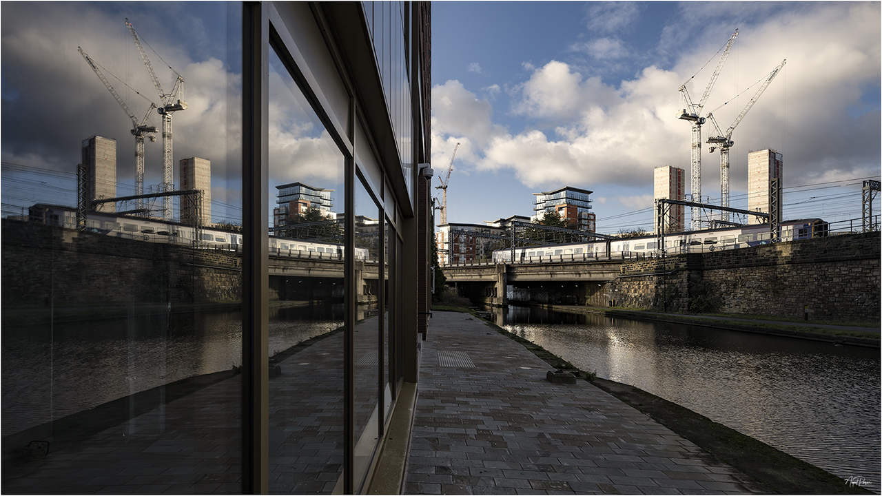 Crossing the Canal
At 1324 hrs on Friday 10 November 2023, Northern Rail DMU no. 158850 crosses the Leeds & Liverpool Canal on its approach to Leeds station. This train was 2L14, the Sheffield (1202 hrs) to Leeds service.
