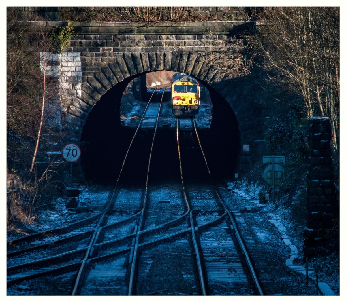 The Train Now Approaching . . . . .
. . . . is the Railway 200 'Inspiration' exhibition train, headed by 66719 'Michael Portillo'. It was on its way from York Thrall Europa to the Ribble Steam Railway at Preston, as part of its year-long tour of the network. Photographed at a very chilly Hall Royd Junction, Todmorden on 5/1/2026.
Keywords: Railway200;Inspiration;Class66: MichaelPortillo;Todmorden;HallRoydJunction