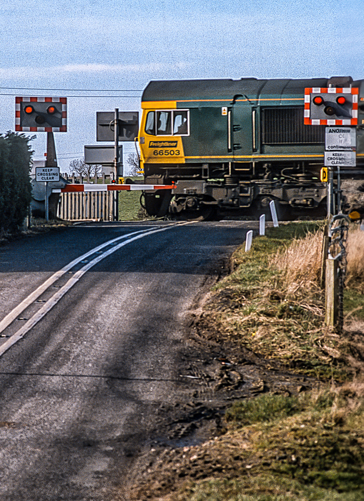 Crossing the road.
Scanned from a transparency.
