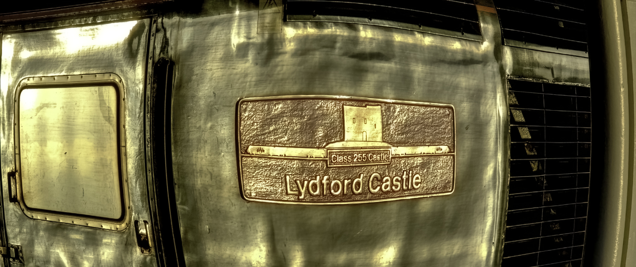 Gorgeous...
Bathed in late afternoon winter sunshine Castle Class 255 nameplate Lydford Castle has been given a slight twist to enhance the textures.
For most Devonians we associate Lydford with its magnificent countryside and the Gorge where the River Lyd has cut some amazing geographical features including the Devils Cauldron.
43010 was working the 2C79 1401 CDF to PEN.
