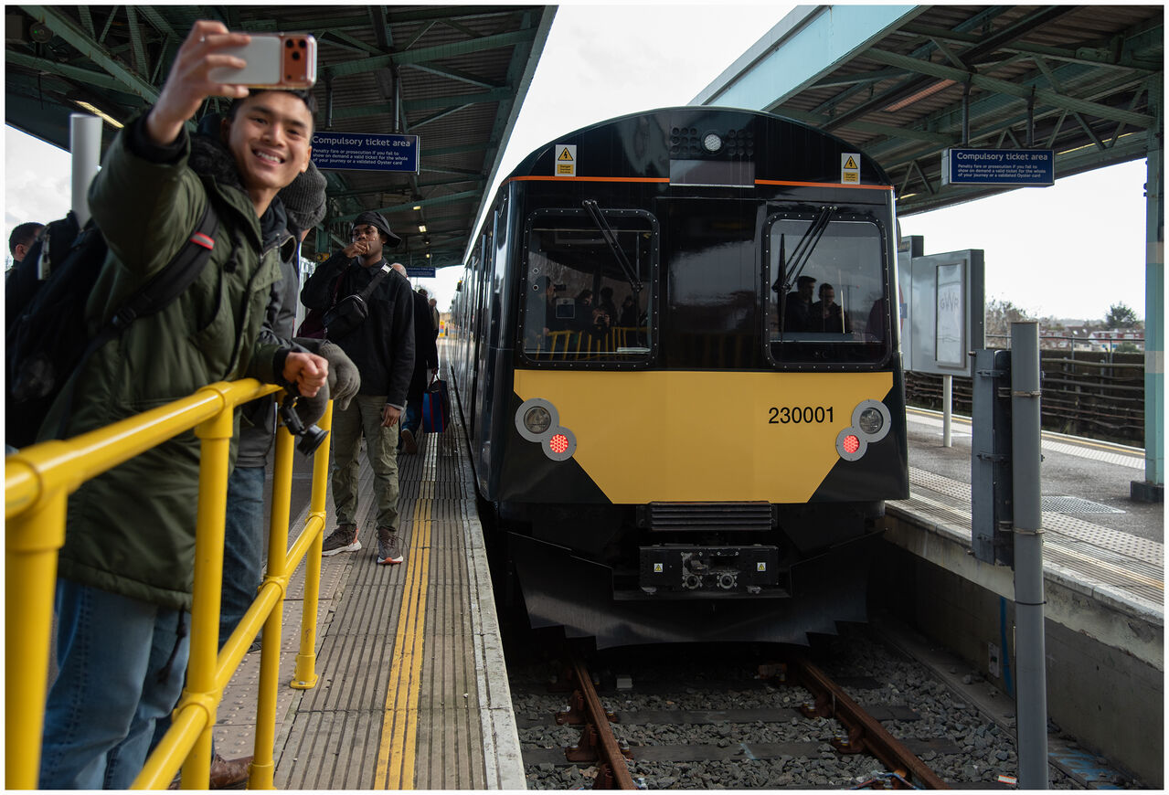 Battery Powered Excitement
First day in public service for the UKs only entirely battery powered train. Ex D-Stock 230001 at Greenford with a shuttle to/from West Ealing. The line was busy all day with excited urban transit fans, including us.
