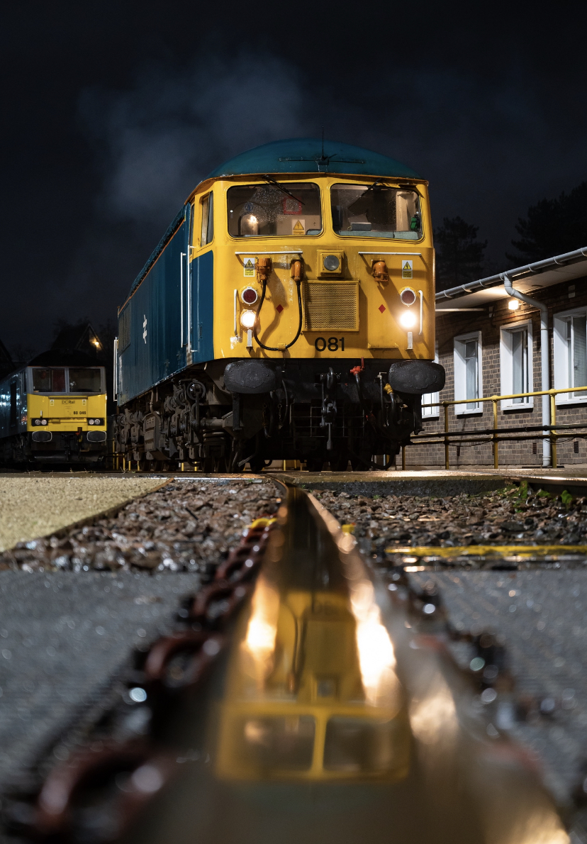 Reflection on its past 
Soon to be withdrawn GBRF Class 56 “56081” awaits time at Leicester LIP before charging the 0Z57 19:20 Leicester LIP to Old Dalby locomotive movement. 
Keywords: 56081 